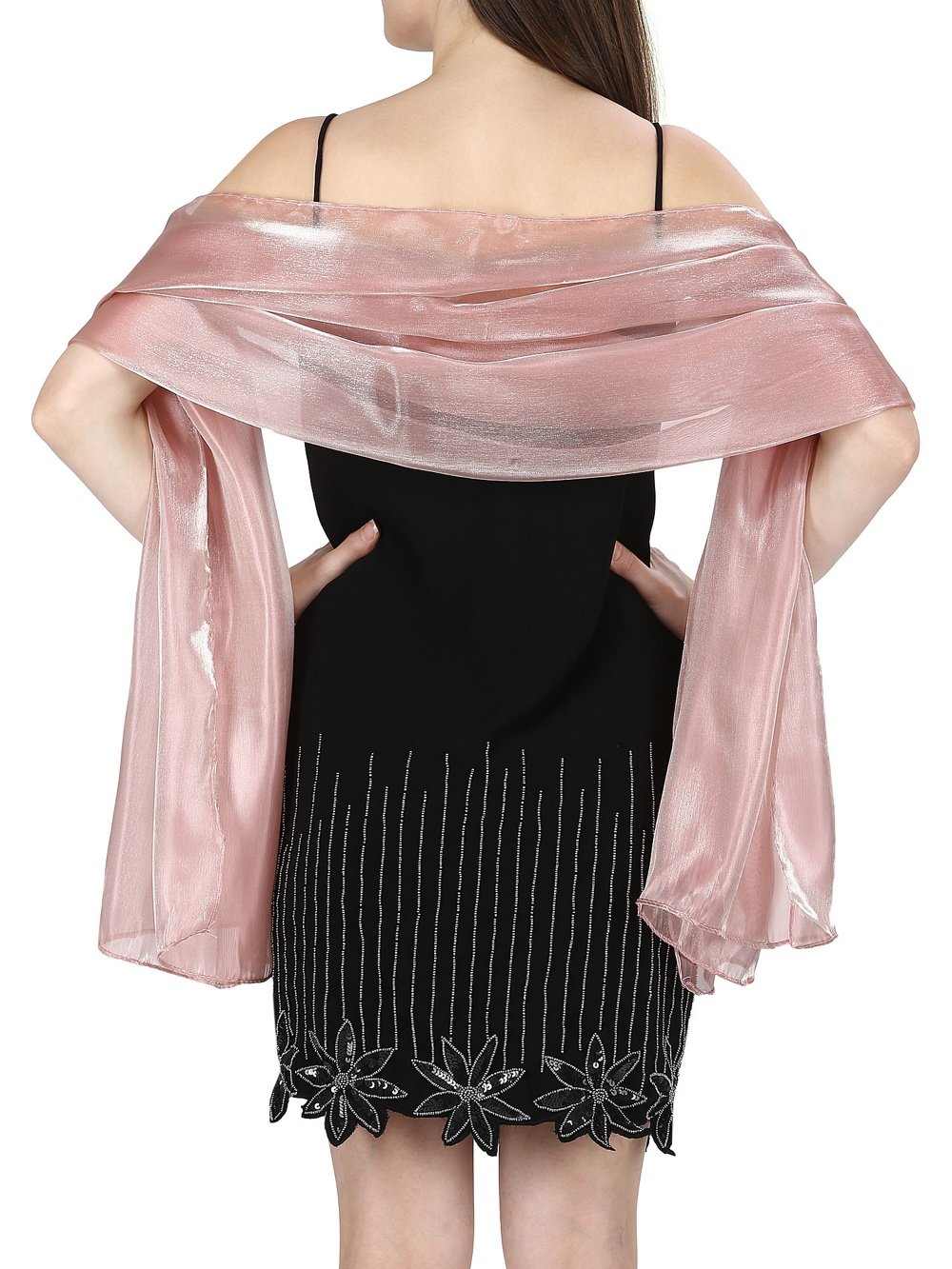 World Of Shawls Pink Silky Iridescent Wrap Stole Shawl For Weddings Bridal Bridesmaids Evening Wear Prom & Parties (Dusky )