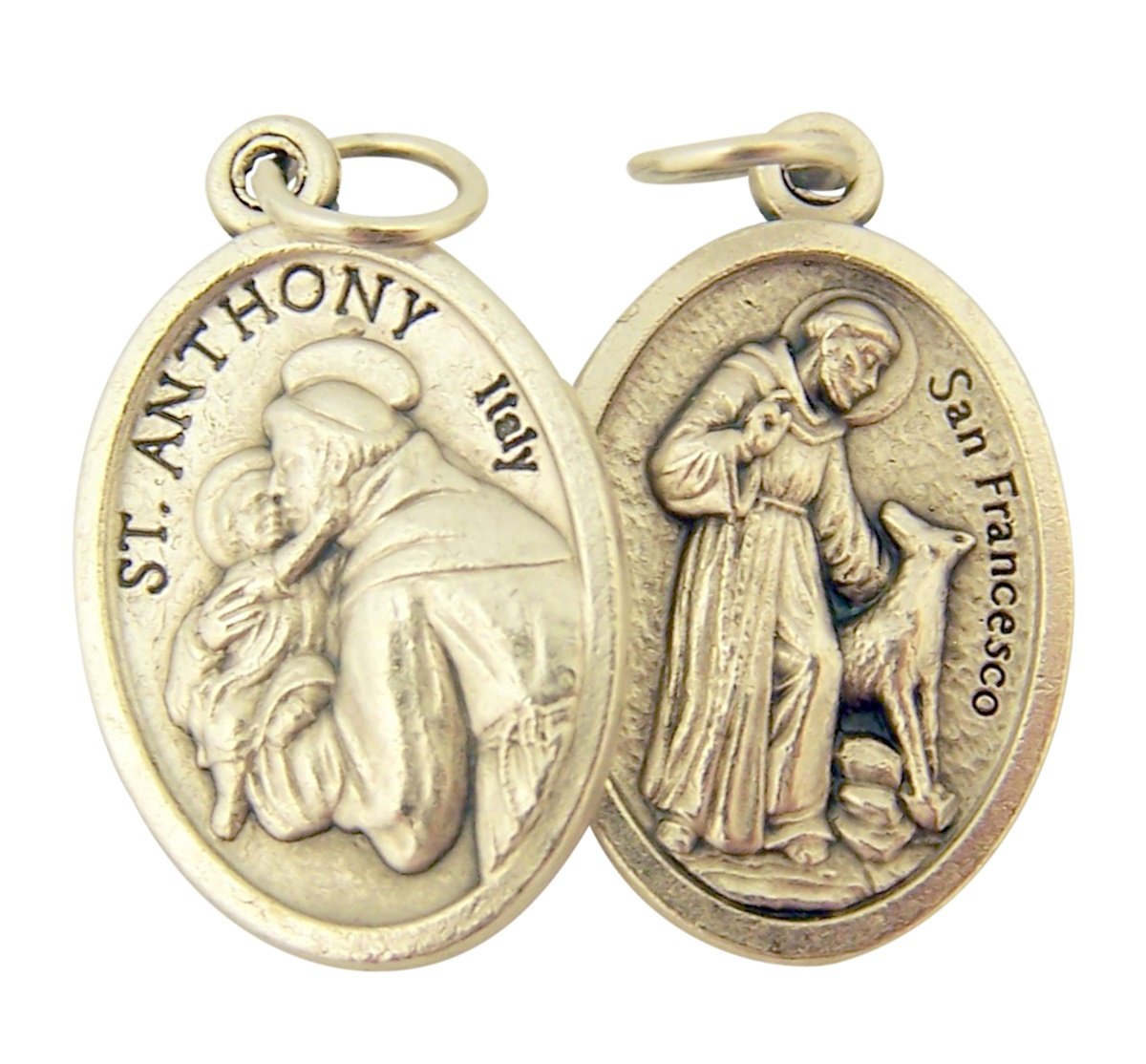 Catholic Patron Saint Medals Silver Toned Base, 1 Inch, Set of 2, Silver — view 23