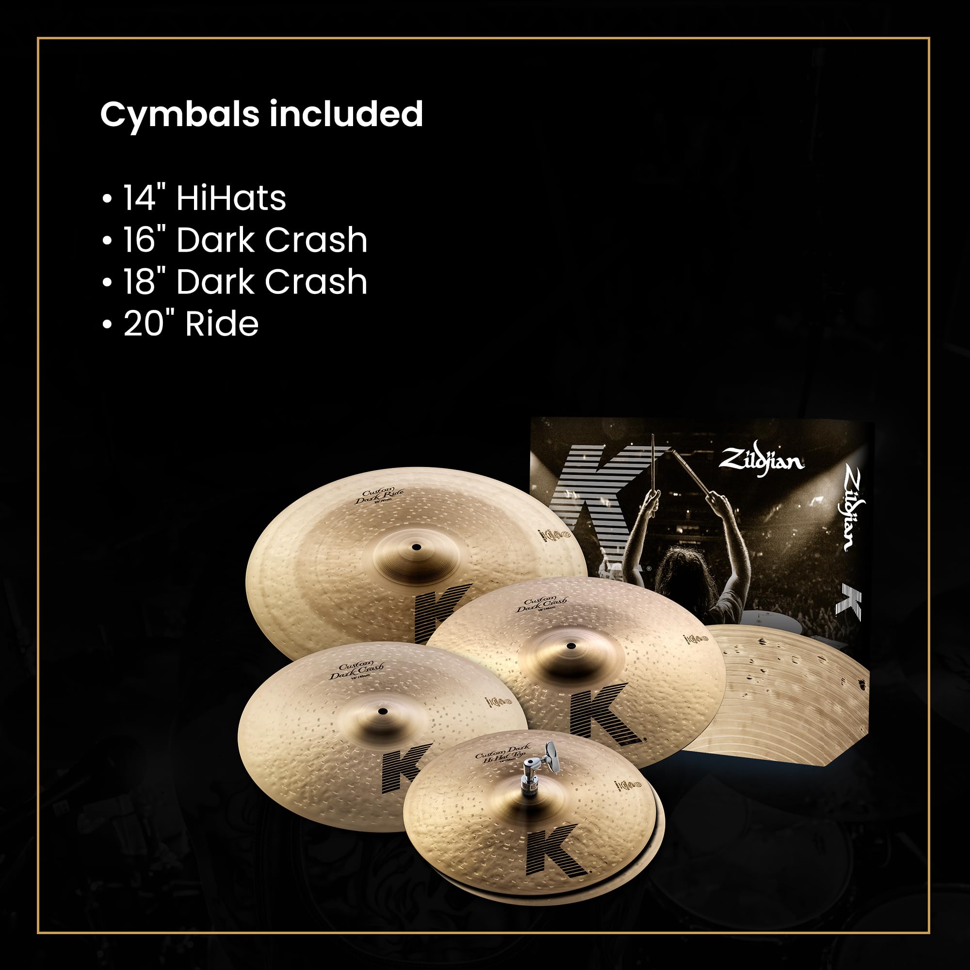 Amazon.com: Zildjian KCD900 K Custom Dark Cymbal Pack Bundle with