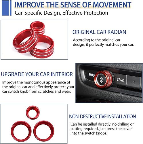 Miniatura 6 de Daeiclru Cubierta de perilla de volumen y aire acondicionado compatible con Toyota Supra GR A90 A91 MK5 2018-2022, cubierta de botón de volumen de