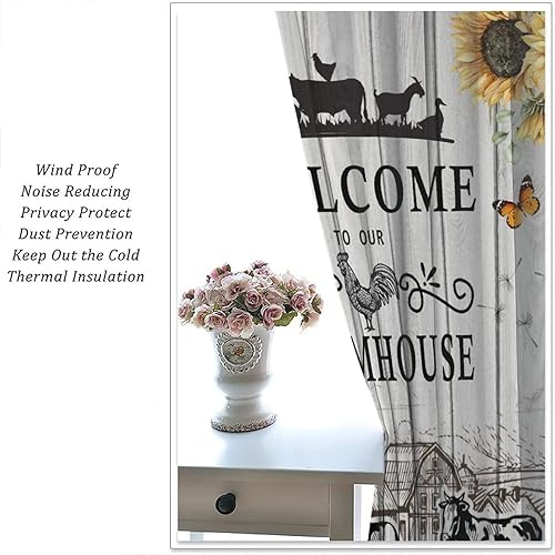 Miniatura 4 de SENRUEGT Western Farms - Cortinas de ventana con estampado de vaca, color blanco y negro, para sala de estar, 42 x 45 pulgadas