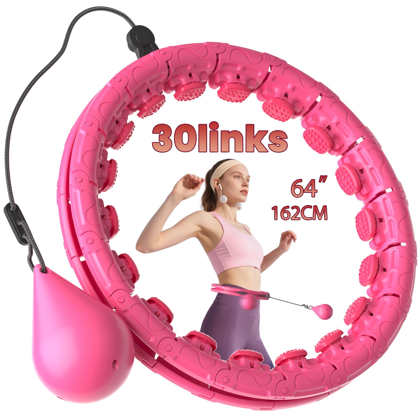 Weighted Infinity Exercise Hoop - 64in 30 Links Smart Hoop for Adult Weight Loss Plus Size Low-Impact Fitness