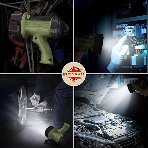 Miniatura 8 de BUYSIGHT Linterna recargable de 1000000 lúmenes, luces de mano impermeables, lámpara de caza con filtro rojo (verde matcha)