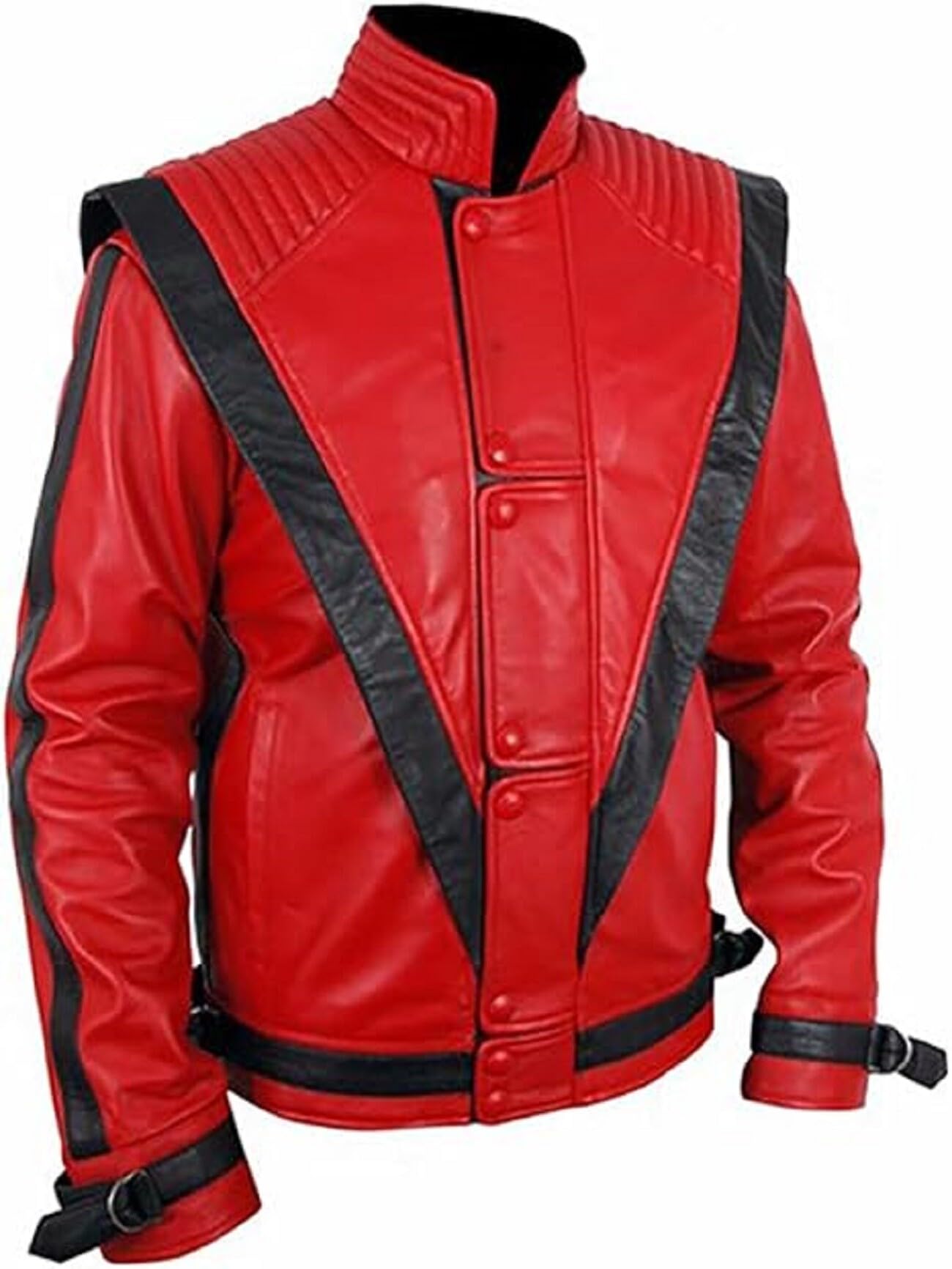 Męska czerwona kurtka skórzana MJ Thriller Real & Faux
