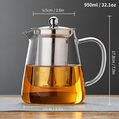 Miniatura 4 de Tetera de vidrio 1500ML Olla de té de vidrio de borosilicato con infusor, hervidor de vidrio para estufa, olla de té, taza de té de vidrio con