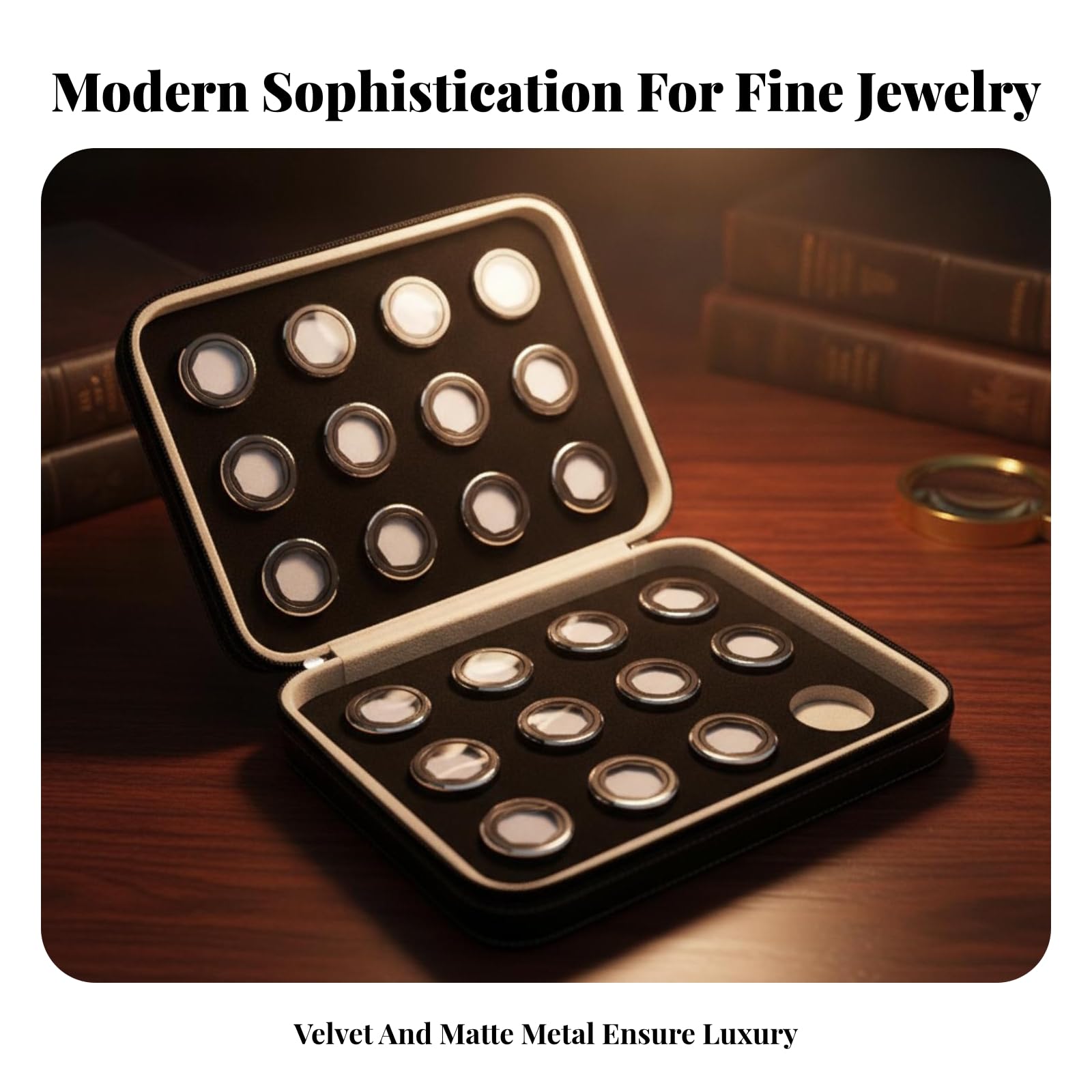 24 Piezas Estuche para Joyas Compacto, Plateado, Hexagonal