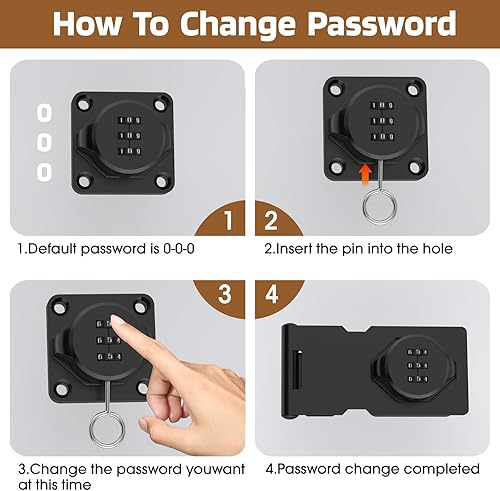 Miniatura 7 de Cerradura de puerta con combinación, pestillo de contraseña de gabinete pequeño de 3.5 pulgadas, cerraduras de gabinete con código para puerta de