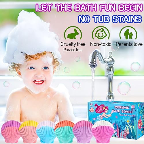 Miniatura 6 de Bombas de baño de sirena para niñas y niños con sorpresa en el interior, 6+10 piezas, regalos de sirena para niñas, juguetes de 4, 5, 6, 7, 8 años,