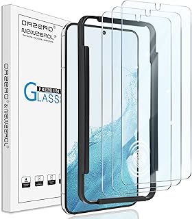 (3 Pack) Orzero Compatible for Samsung Galaxy S22 5G Tempered Glass Screen Protector, Supports Fingerprint with Alignment Frame 9 Hardness HD Bubble Free Anti-Scratch (Lifetime Replacement)