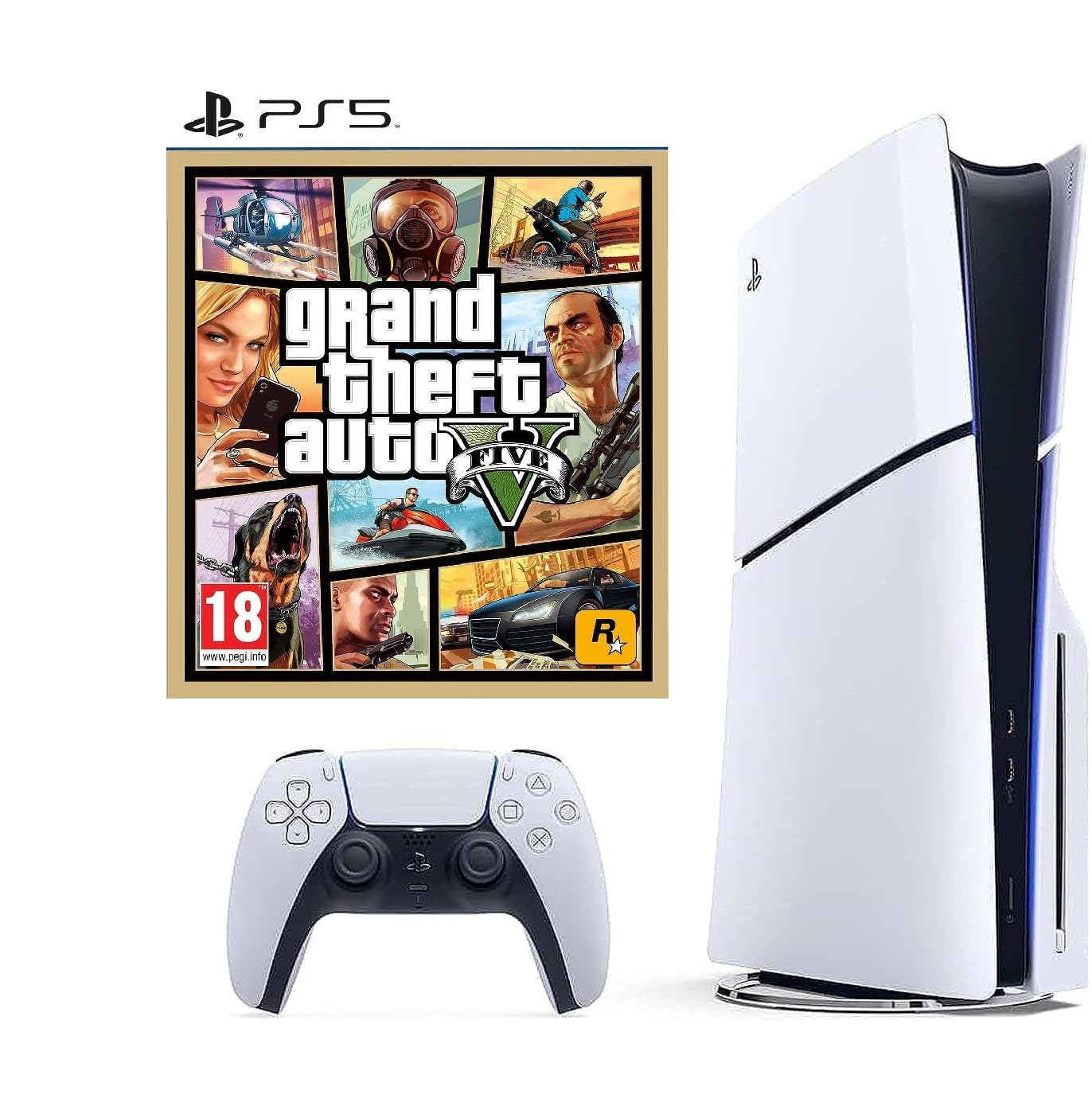 Sony PlayStation 5 Slim Disc Console With Extra Controller Grand Theft Auto V