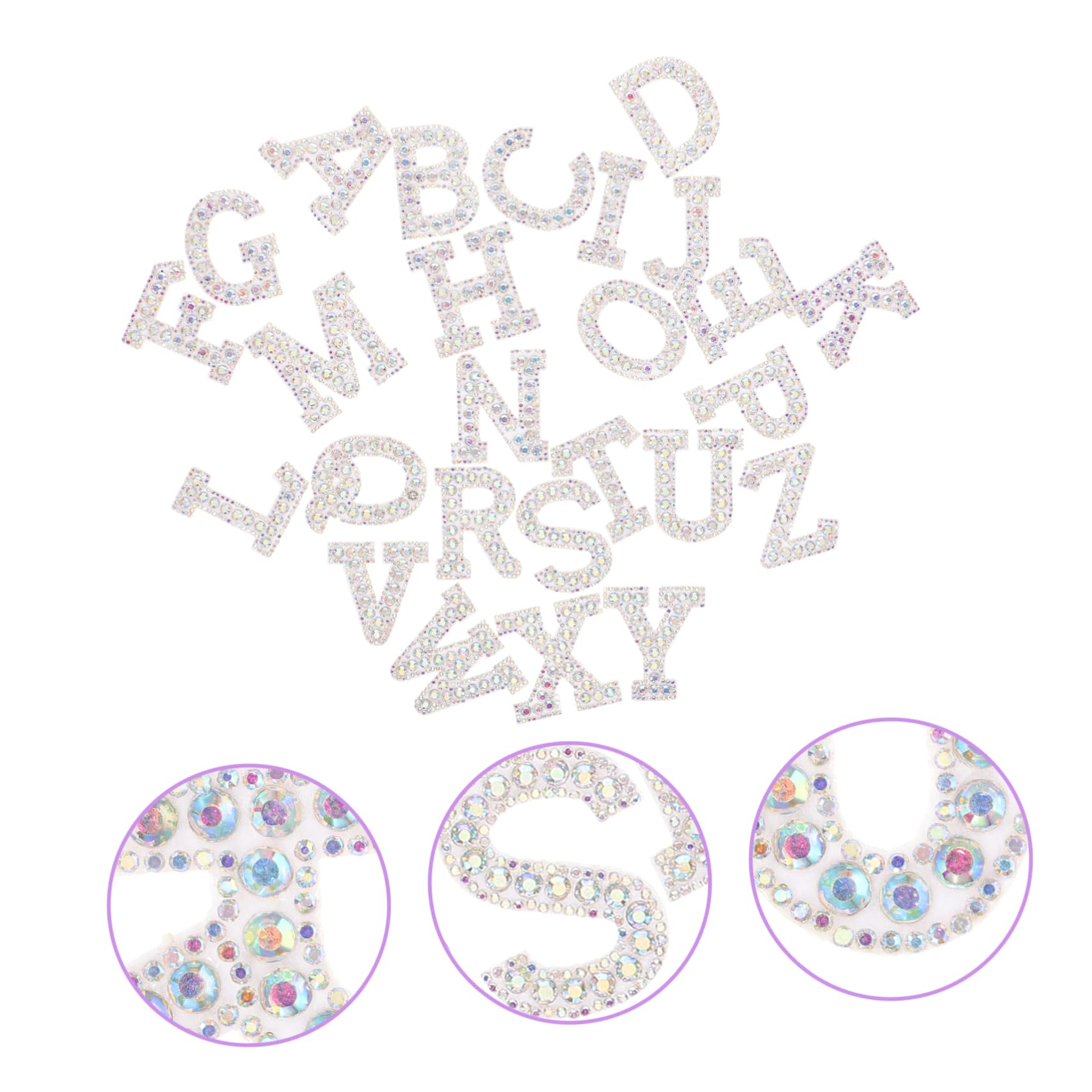 HOMSFOU Adesivi Con Lettere Diamantate A Caldo Per Lettere In Ciniglia Lettere Dell'Alfabeto Lettere Bastoncino Per Tessuto Lettere Ricamate Lettere Scintillanti Adesivi Per