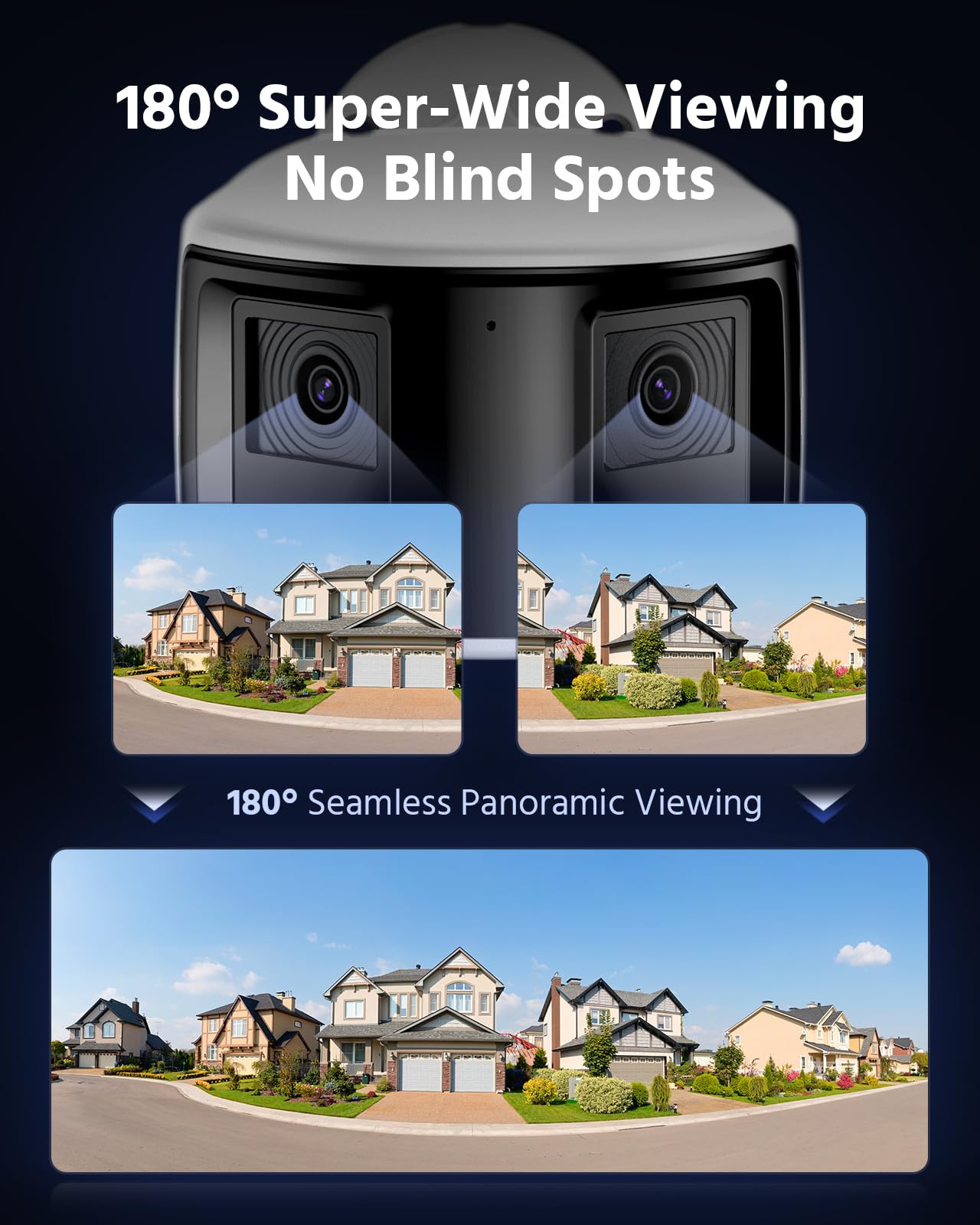 ANNKE Telecamera di sicurezza analogica a doppia lente da 5 MP, grandangolo di 180°, doppia luce intelligente, 130 dB, audio usa e getta, telecamera bullet aggiuntiva cablata per sistema TVI analogico
