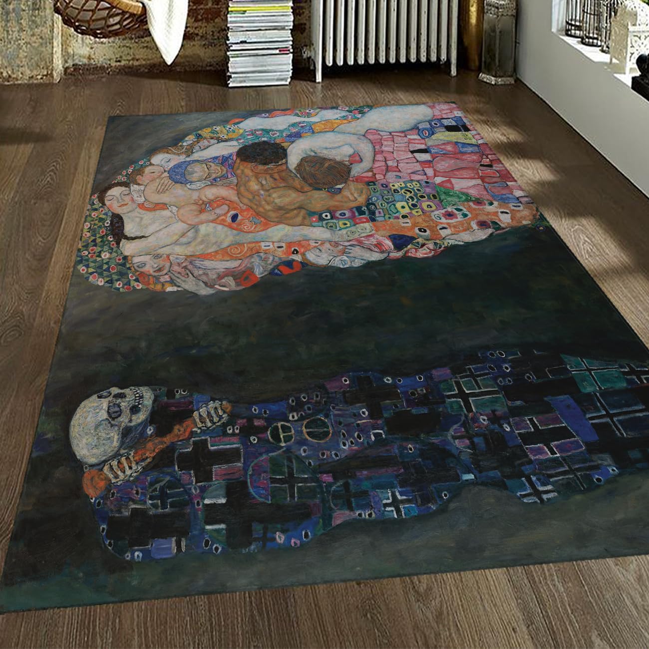 Dywan do salonu 90x150 dywaniki słynne obrazy deco śmierć i życie zmywalne antypoślizgowe niskie włosie wewnętrzna jadalnia do sypialni biura sztuka retro klasyczna