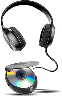Coby Portable CD Player with Headphones | 60-Sec Anti-Skip Compact Disc Player with Foldable Headset Bundle | Small CD Player Portable for Travel, Home | Retro MP3 Player Discman Portable CD Players