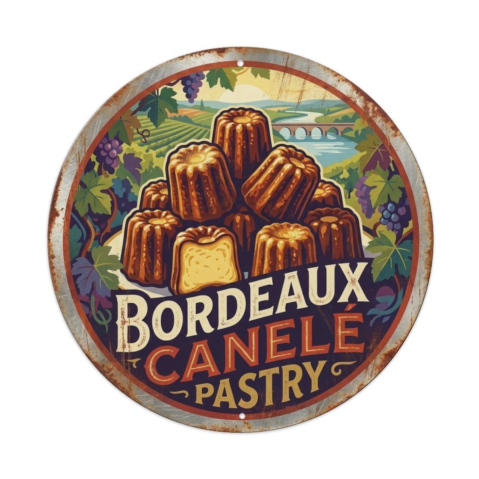 Food Market Travel Canele Pastry Bordeaux City Metal Tin Sign