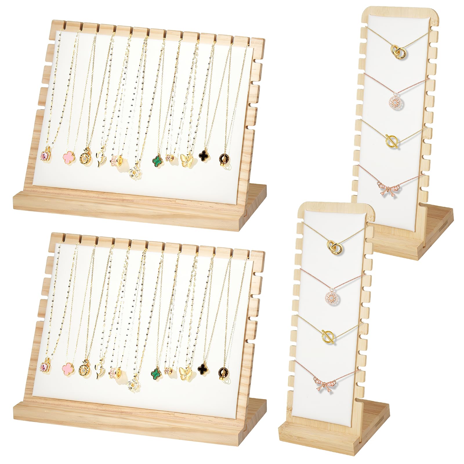 YEXEXINM 4pcs Jewelry/Necklace Display Stands, Wood Pendant Necklace Holder Necklace Display Storage Jewelry Display Rack Organizer, Tabletop Display Boards for Home or Shop Sell Show