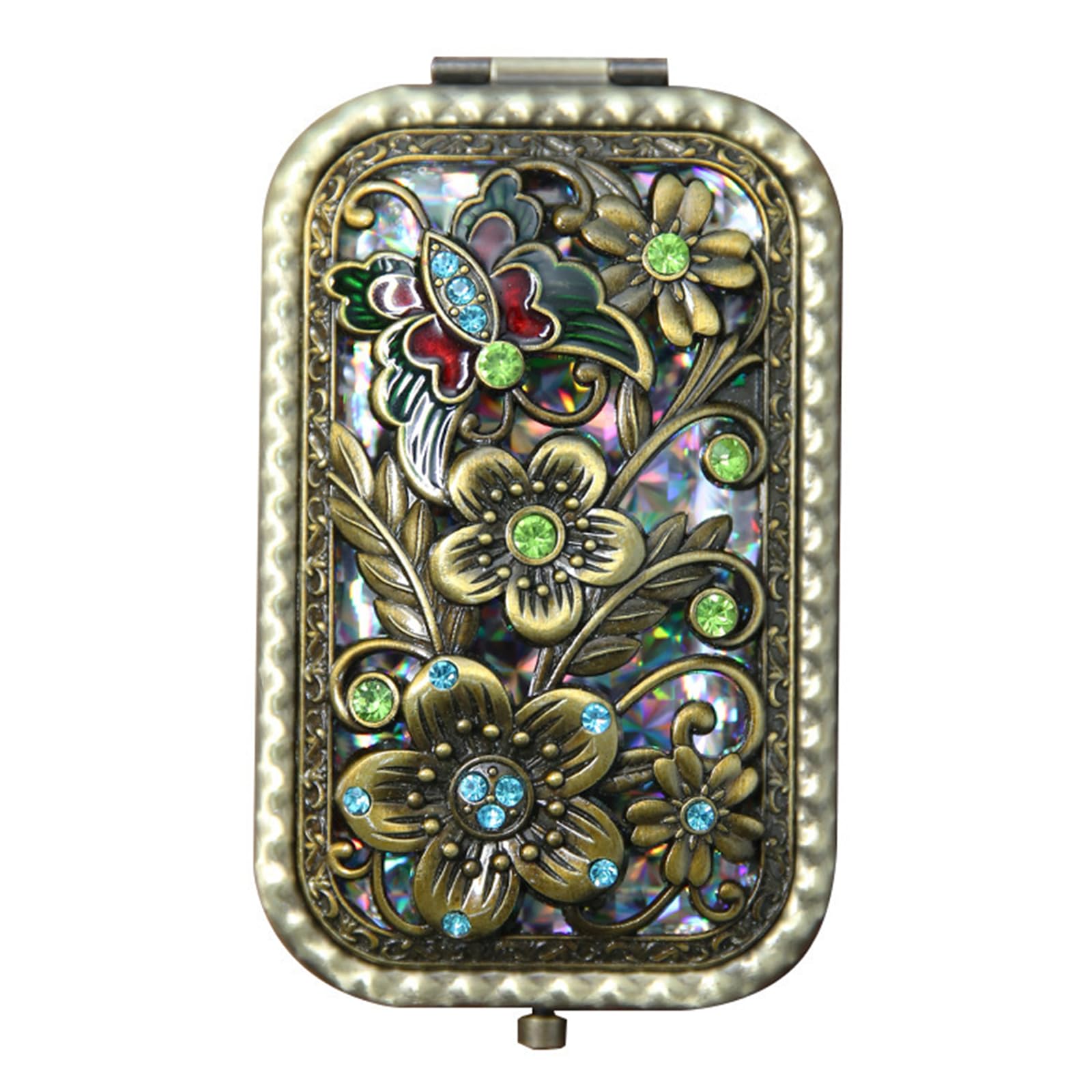 XYIANG Retro Foldable Mirror Double-Sided Travel Mirror Decorative Makeup Mirror Bronze Pocket Mirror