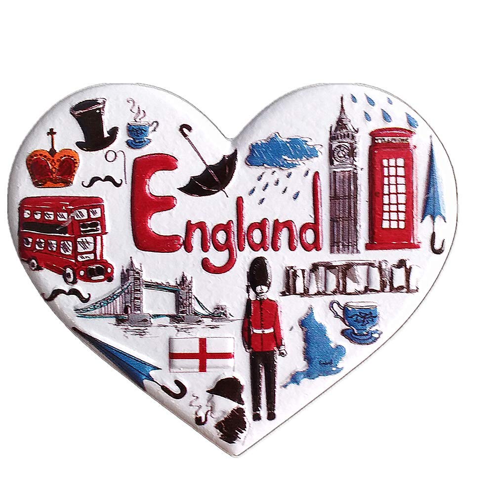 Muyu Magnet Souvenir Heart Shape England 3D Fridge Gift, Home & Kitchen Decoration ic sticker England UK Collection