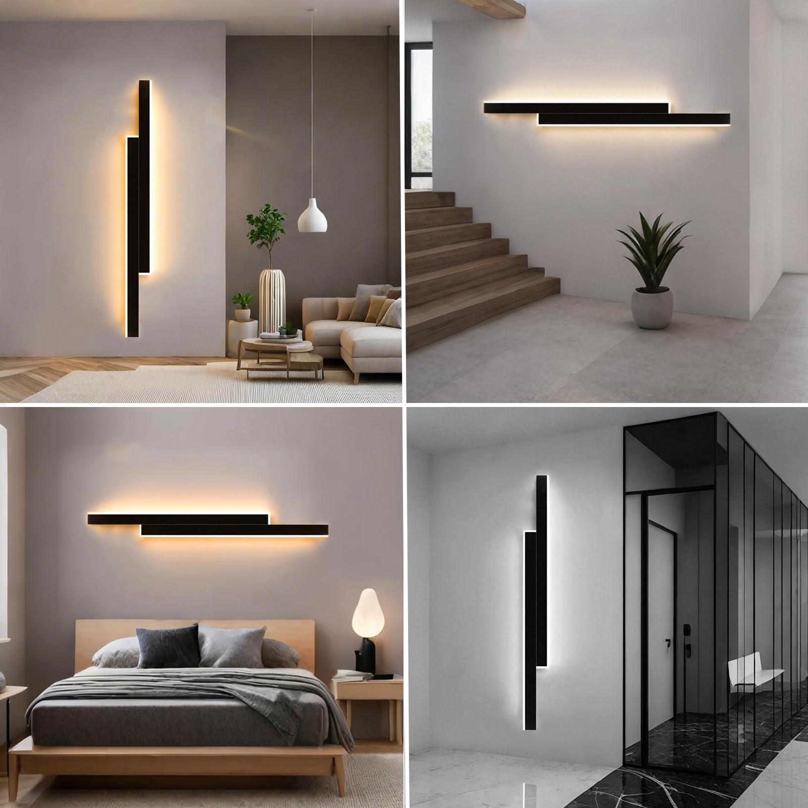 25W LED Wandleuchte Innen Dimmbar 100CM Wandlampe innen mit Fernbedienung,Up Down Wandlicht,Moderne Wandbeleuchtung Schwarz für Schlafzimmer Korridor Wohnzimmer Treppe Kinderzimmer Küche