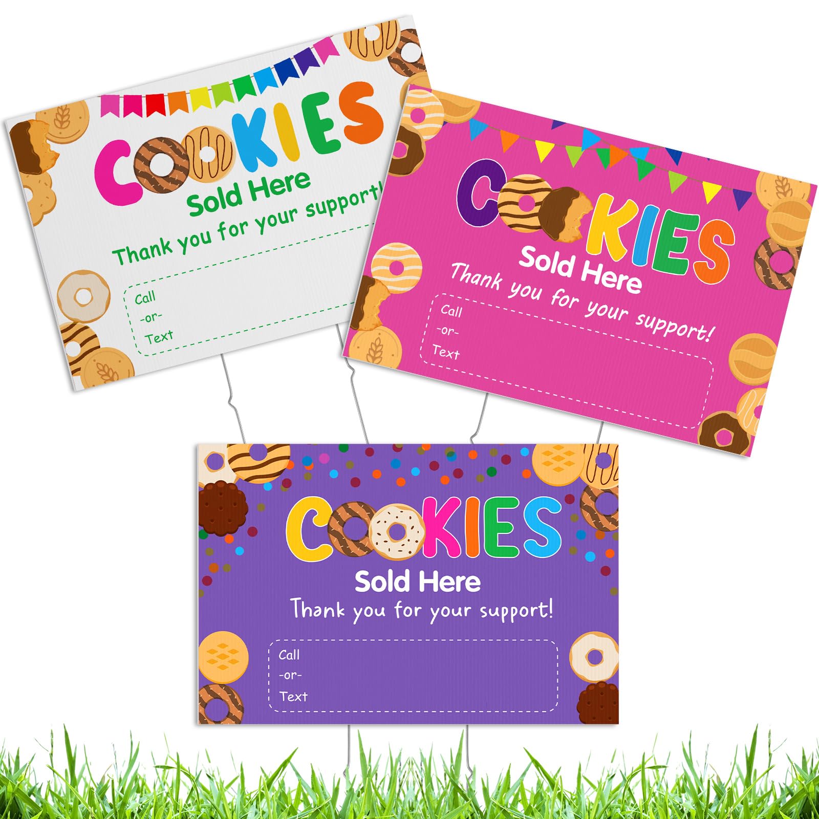 Amazon.com : Cinnvoice 3 Pack Cookies Sold Here Yard Sign 12 x 18