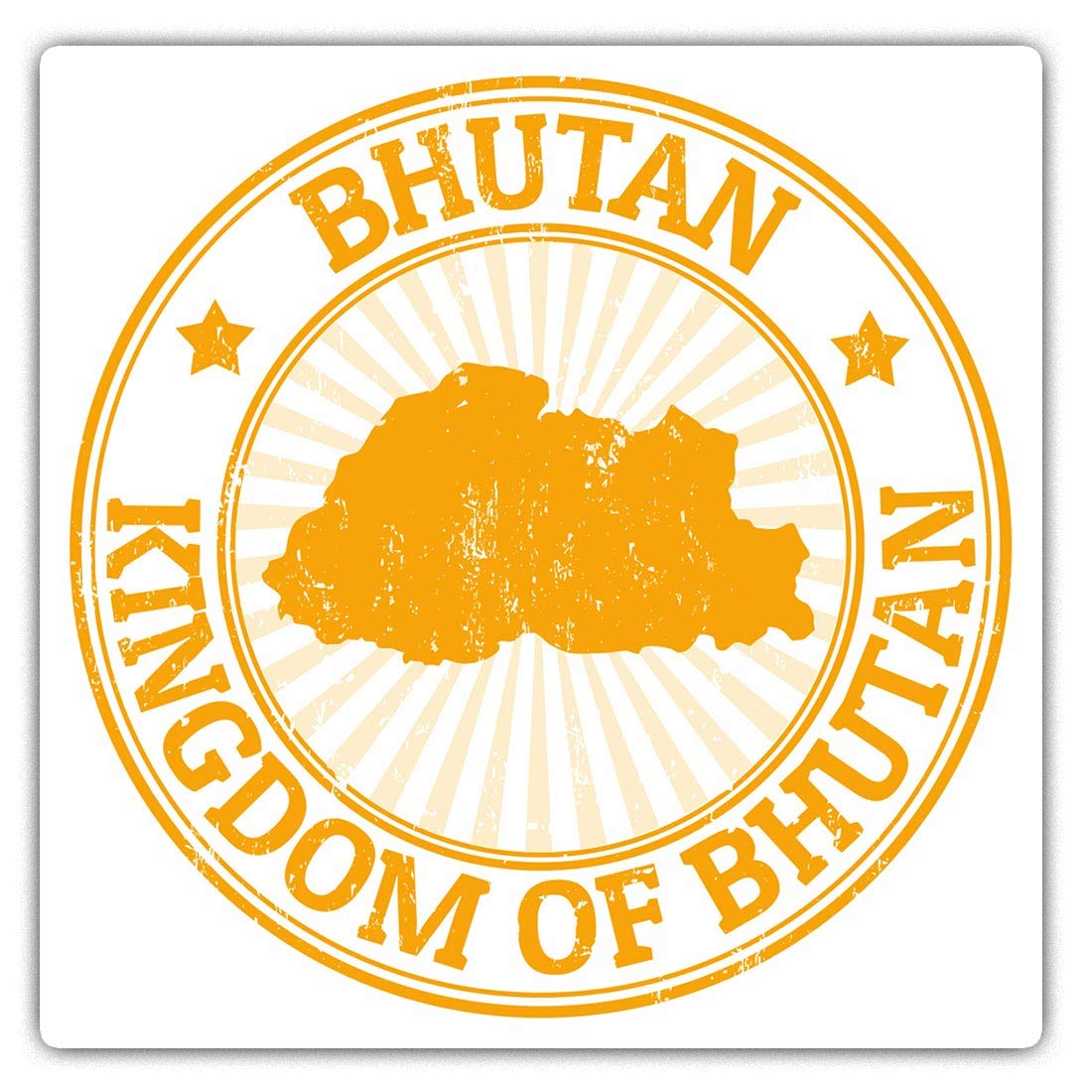 Square Stickers (Set of 2) 7.5cm - Kingdom of Bhutan Travel Map Laptop Tablet Luggage Scrapbook #4666