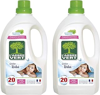 L'Arbre Vert - Płyn do mycia niemowląt z aloesem - 20 myć - 1,5 l / 35,2 fl.oz - 2 sztuki