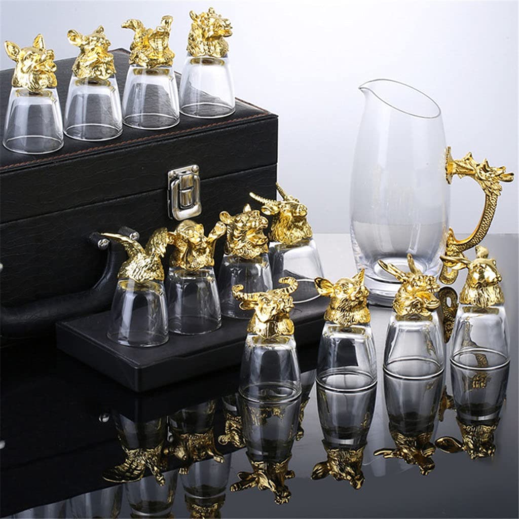 Set di decanter per bicchieri da vino bianco zodiacale in vetro di cristallo per uso domestico 12 set da bar regalo retrò cinese per feste da ristorante
