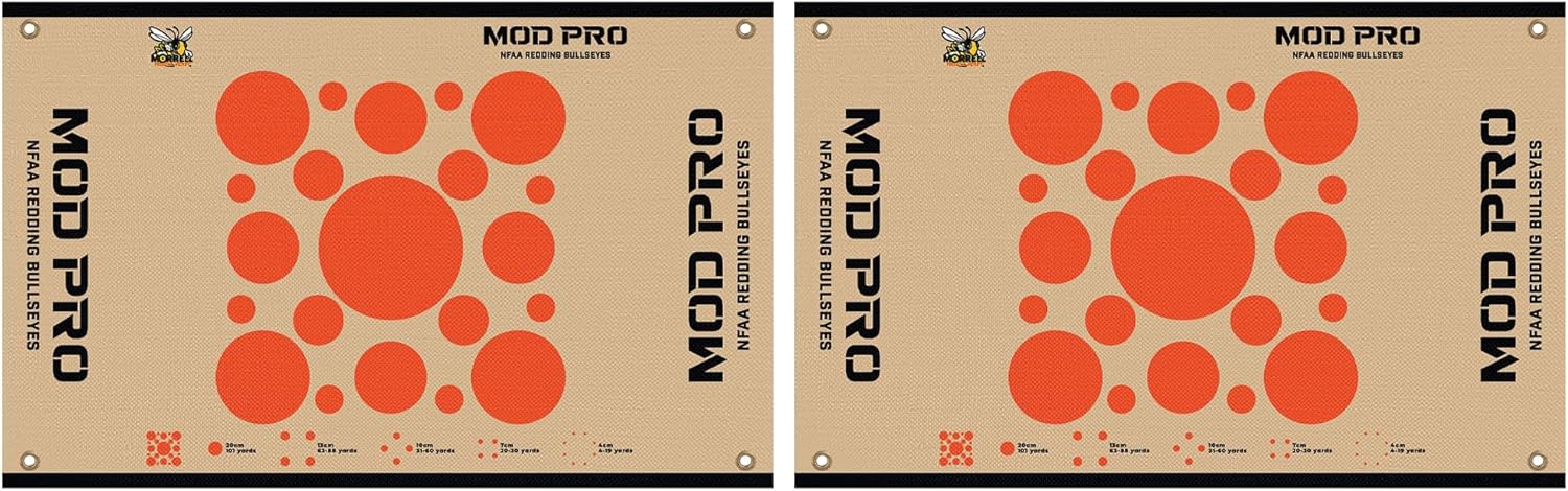 Morrell Yellow Jacket MOD Pro Redding NFAA Bullseyes Wrap with Grommets and Hook and Loop Attachment for Archery Target, 2 Pack, White/Tan