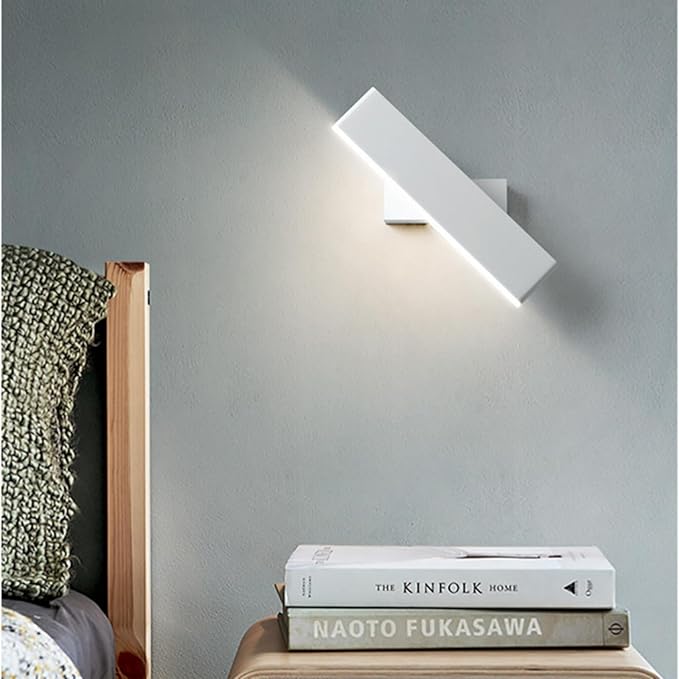 cuciots Led-wandlamp voor binnen, 2 stuks draaibare stripvorm ontwerp LED-wandlamp, warm/natuurlijk/wit licht wandkandelaar verlichting voor slaapkamer woonkamer gang trap (wit) photo 2