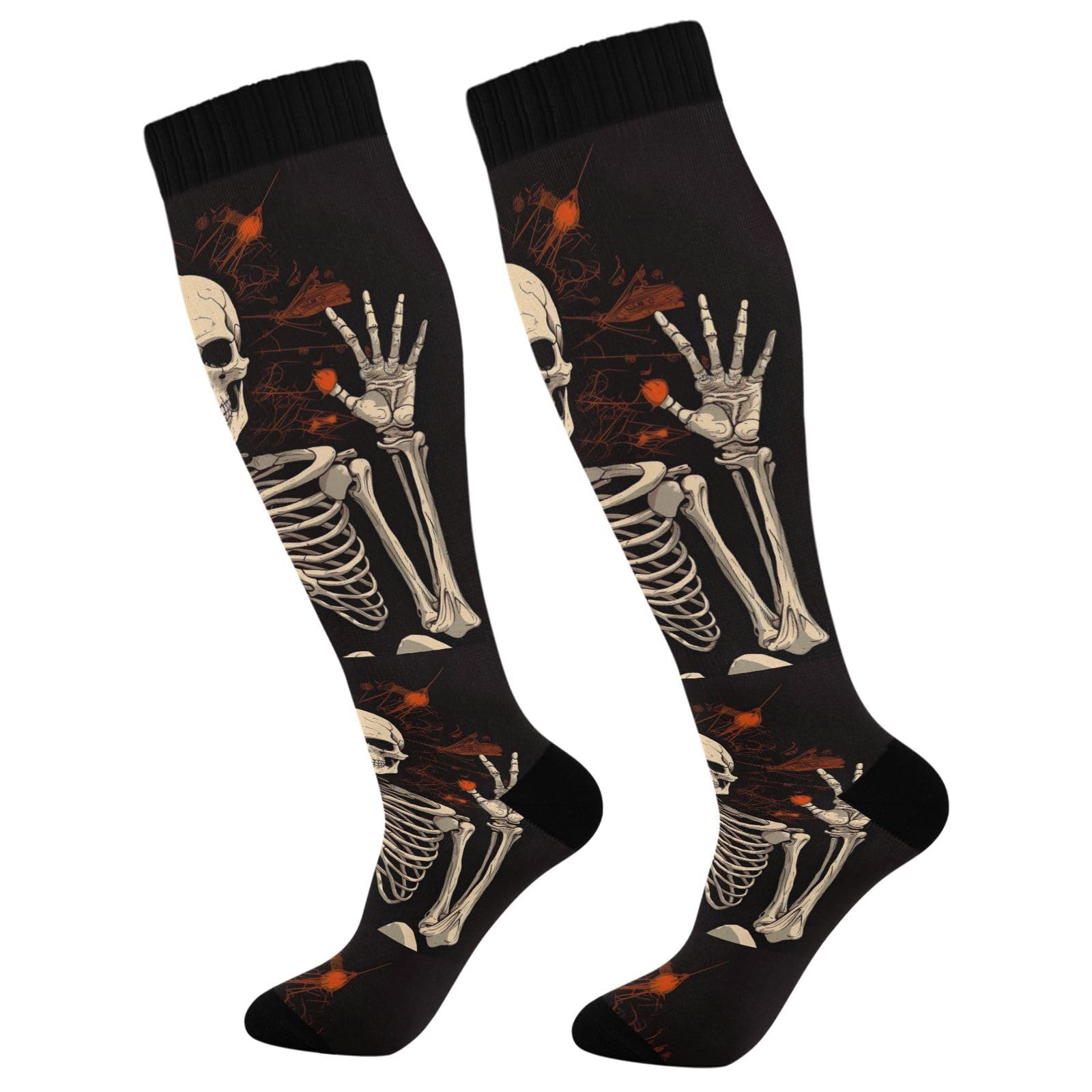 Lot de 2 paires de chaussettes de compression pour homme et femme Motif tête de mort 20-30 mmHg, multicolore, S-L