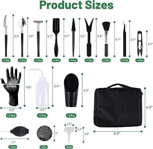 Miniatura 6 de Kit de trasplante de jardinería de 30 piezas, mini kit de herramientas de jardinería para trasplante en interiores y exteriores, cuidado de plantas