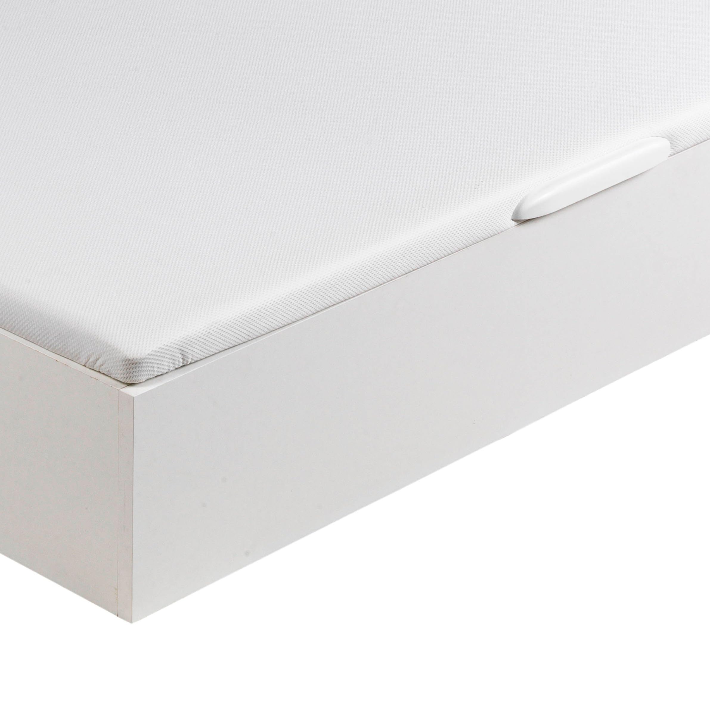 ROYAL SLEEP Canapé Abatible de Madera | 135x190 | Montaje y Retirada de Usado Incluido | Gran Capacidad | Tapa 3D Transpirable | 32 cm | Color Blanco | Space Bed