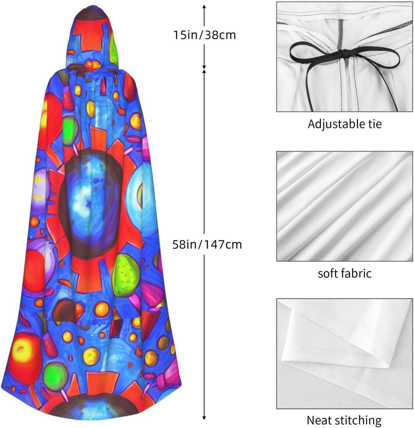 Cartoon Universe Men Women Halloween Role Play Party Decoration Hooded Poncho Black