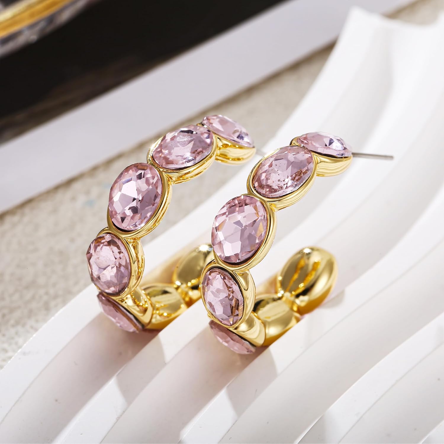 18k Gold Hoop Earrings for Women Trendy Cubic Zirconia Earrings Hypoallergenic Earrings - Image 4