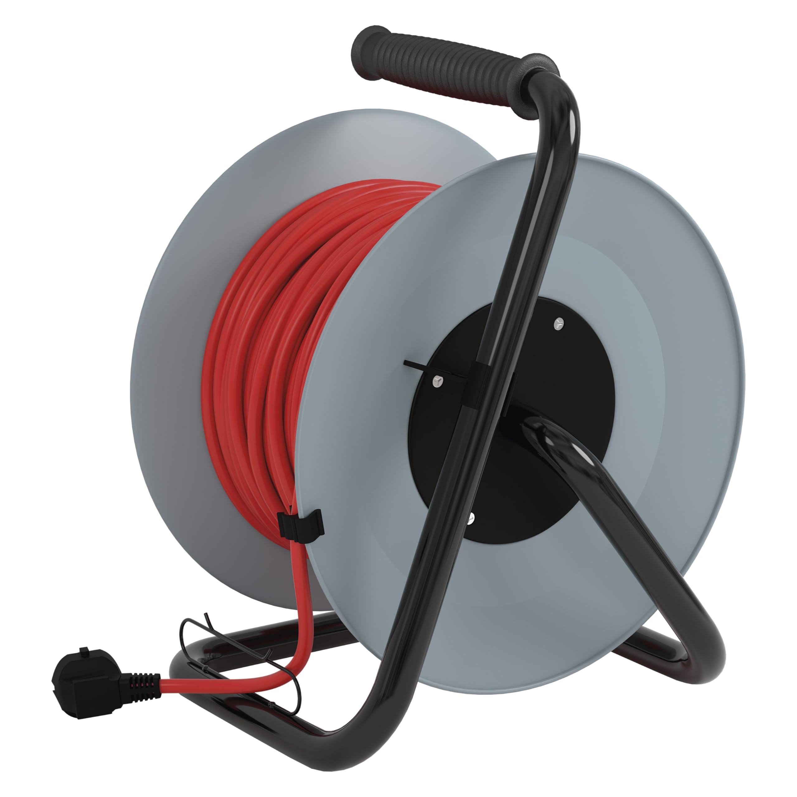EMOS - Avvolgicavo da 25 m con prolunga rinforzata - 4 prese Schuko - 230 V, 16 A, 3680 W - Isolamento in PVC - H05VV-F3G 2,5 mm2 - Protezione contro il surriscaldamento - IP20 per interni