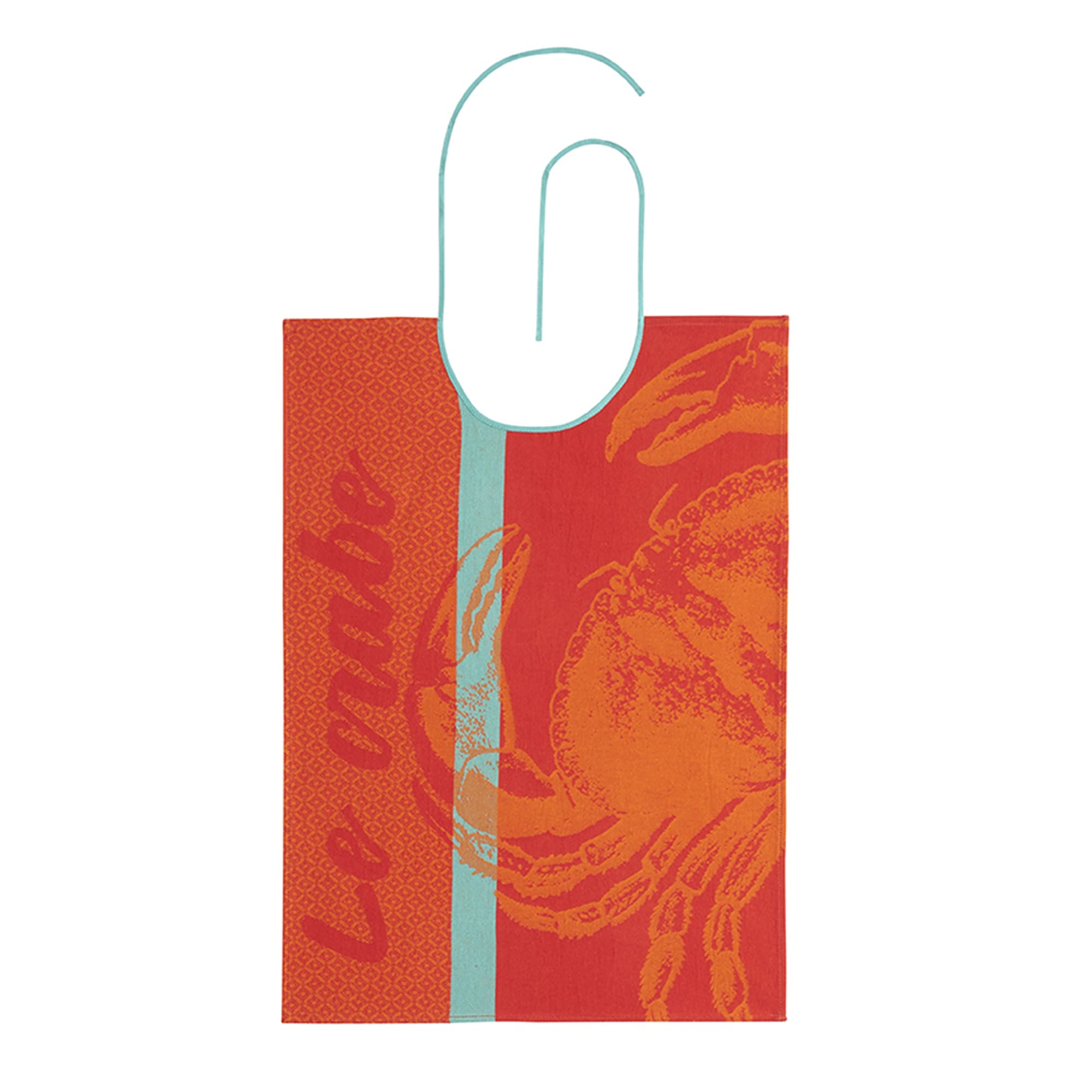 Coucke Pure Cotton Jacquard Bib, Crab