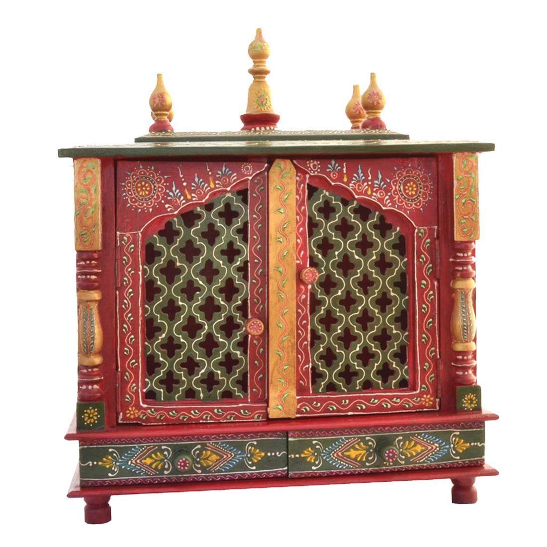 Temple de maison en bois Devyom Mandir indien traditionnel pour prière et rituel