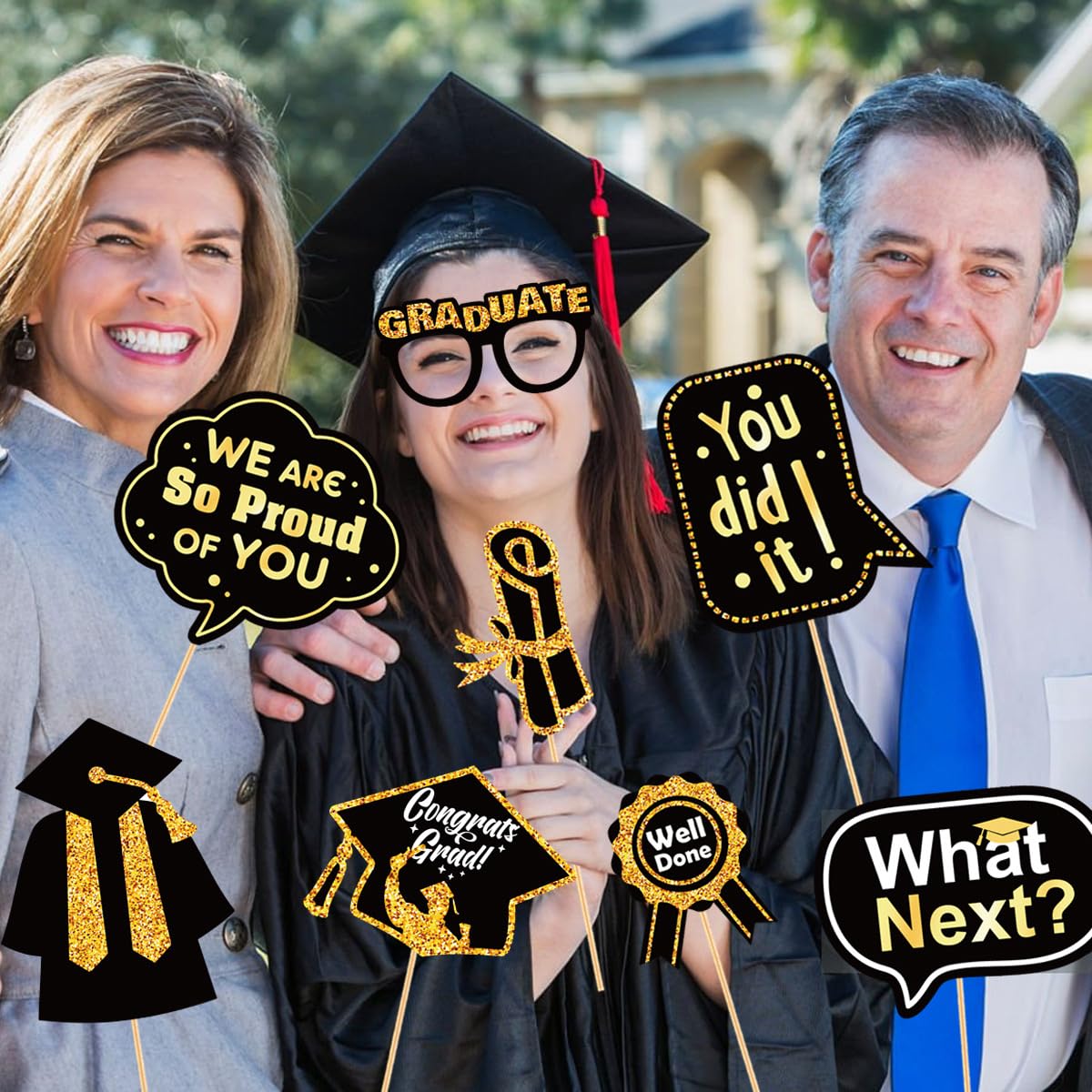 30 piezas de accesorios para cabina de fotos de graduación 2025, suministros de fiesta de graduación para la universidad, suministros de recuerdos de clase de decoración de graduación, juego de