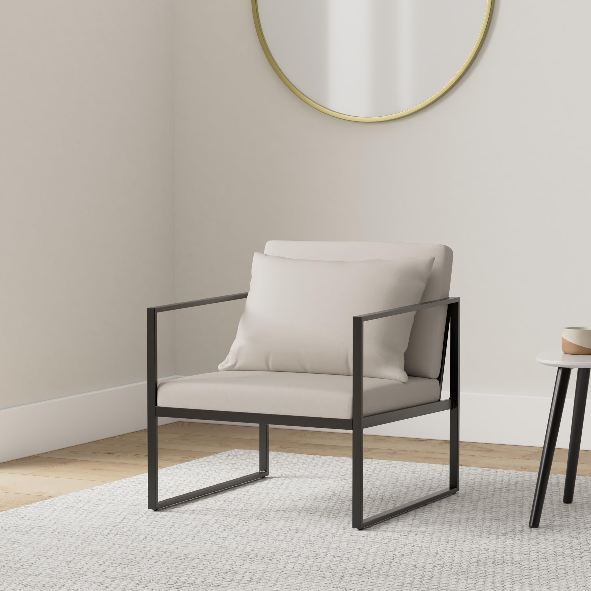[en.casa] Set de 2X Sillones de Comedor Textil y Hierro - 70 x 60 x 60 cm - Color Arena