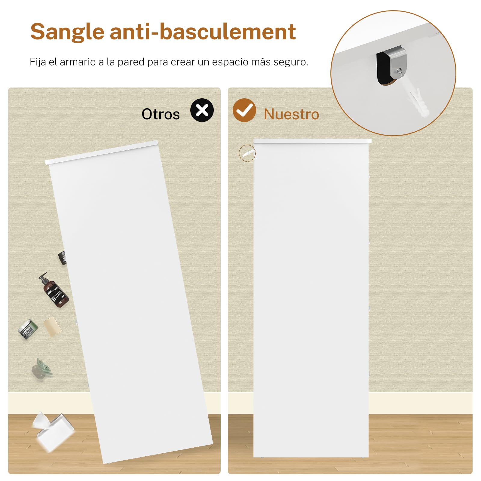 TEENFON Comoda Dormitorio 8 Cajones Blanca, Cómoda y Cajonera Multifunción para Dormitorio - Sinfonier Blanco de Gran Capacidad, Ideal para Salón y Entrada, 107x35x96.5cm