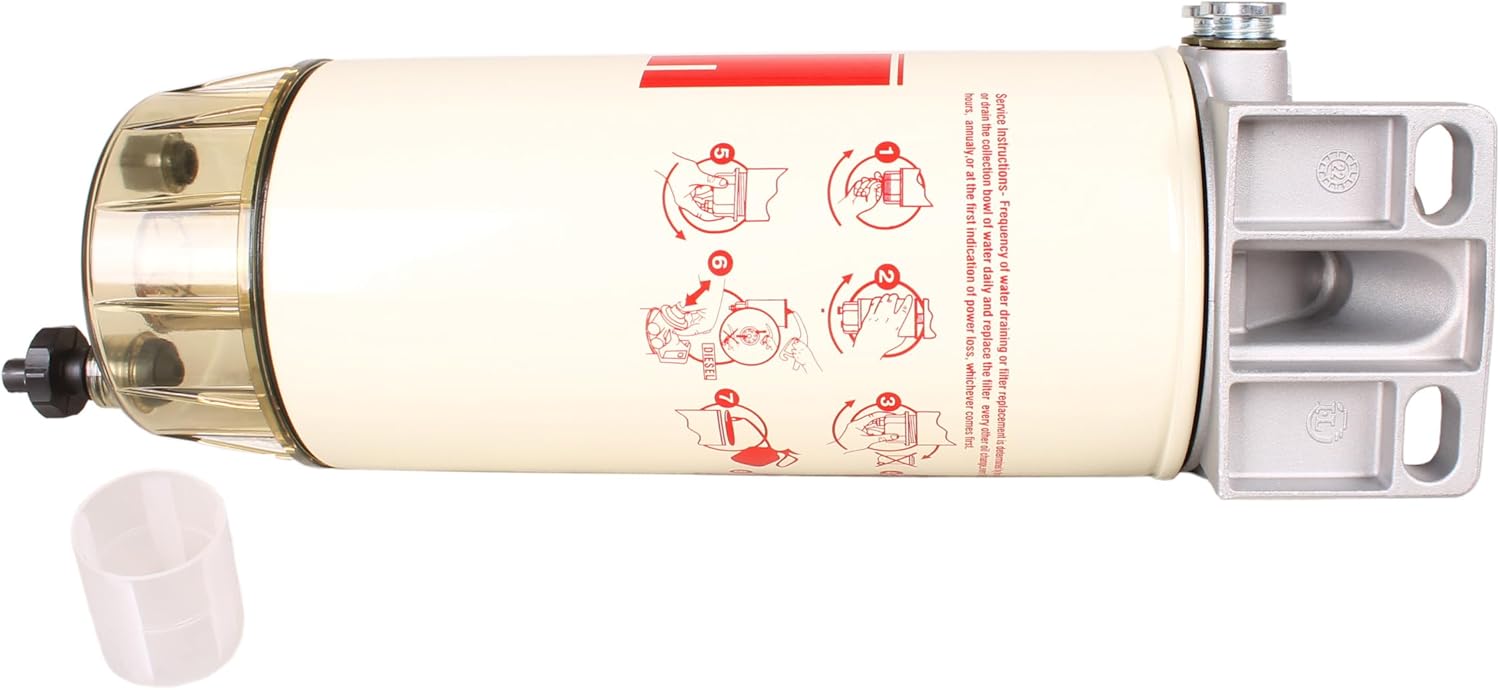 Boat Engine R120P 4120R 6120R Fuel Filter Water Separator Assembly for Racor 390 490 690 Series Diesel Spin-On Marine Engine, 10 Micron