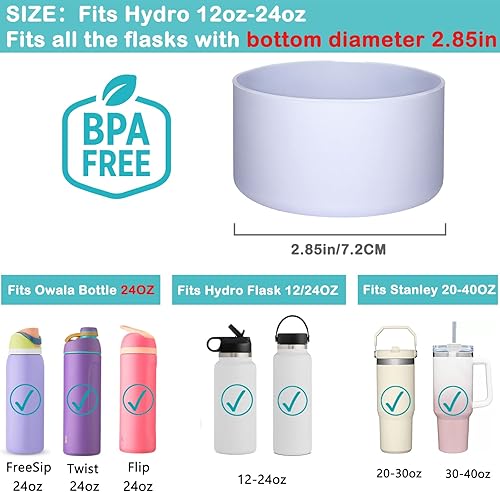 Miniatura 2 de HEYSKAY Bota protectora de silicona para botella de agua Hydro Flask, botella de agua de boca ancha, protector inferior de silicona antideslizante,