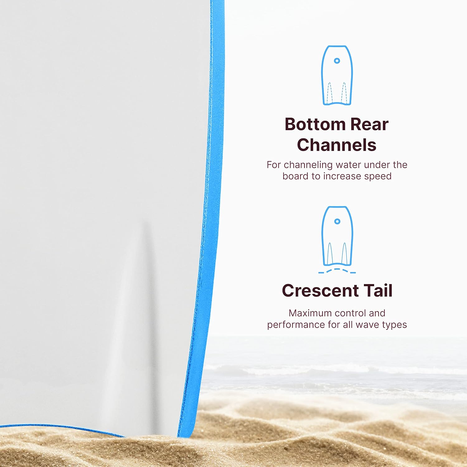 BPS 'Storm' Bodyboard with Premium Coiled Leash - Lightweight with EPS Core, Durable for All Wave Conditions