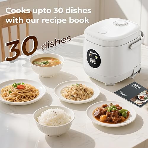 Miniatura 3 de Arrocera pequeña de 3 tazas sin cocinar, 1.6 cuartos de galón, antiadherente, con bandeja de vapor de acero inoxidable, un interruptor para cocinar
