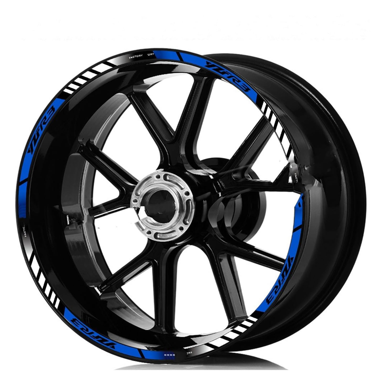 Autocollant pour roue de moto réfléchissant et étanche - Kit jante 17 pouces haute visibilité