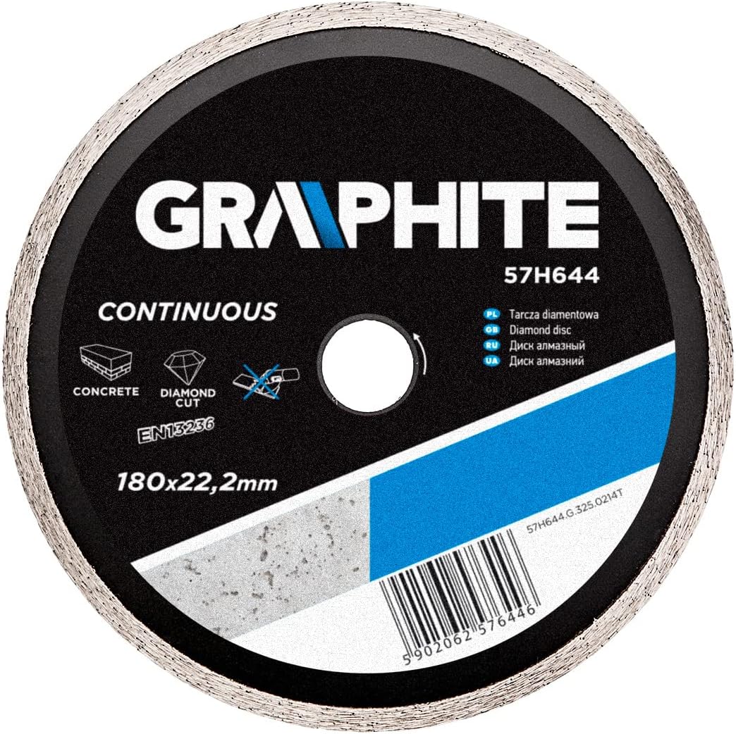 Diamond Disc with Continuous Crown, for Wet Cut, Neat and Clean Ceramic Tiles, Marble Sheets, Granite Sheets, Natural Stones and Others, Product Compliant with Standard En 13236.