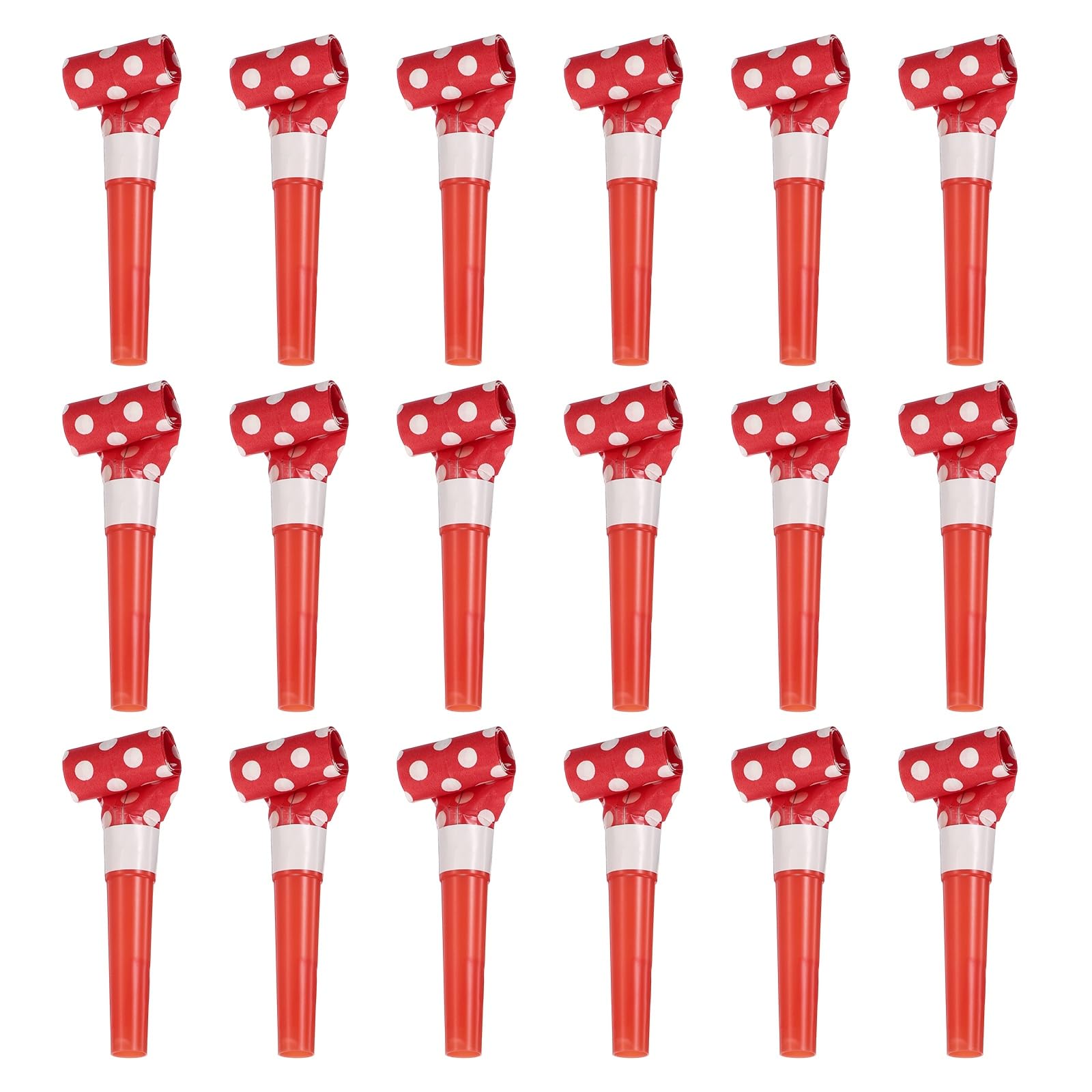 sourcing map 18 Pcs Colorful Noise Makers Plastic Party Blowers Party Favors for Birthday Parties Holiday Christmas New Years Gift Favors, Red