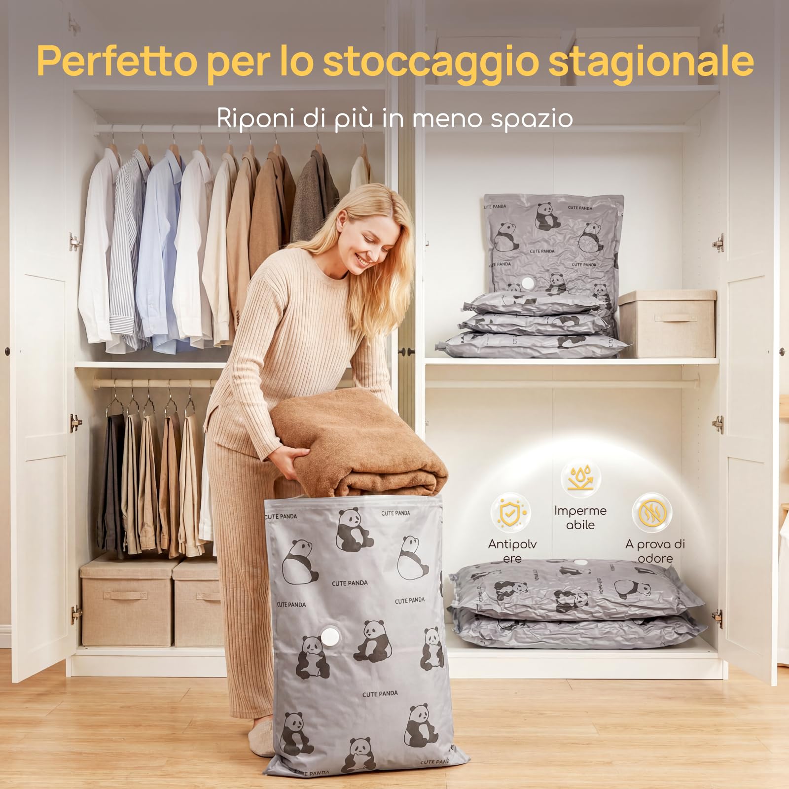 Viviendo 12 sacche sottovuoto con pompa senza filo, ricarica wireless, set salvaspazio per vestiti e biancheria