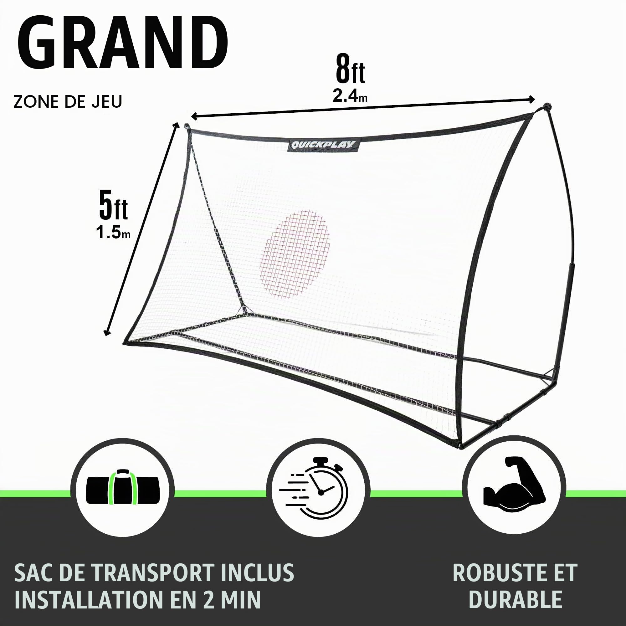 QUICKPLAY Spot Rebondisseur de Foot | Entrainement Ballon Multisport - Application d’Entrainement eCOACHE | Filet Rebondisseur de Ballon pour Le Contrôle et la Précision (3 Tailles)…