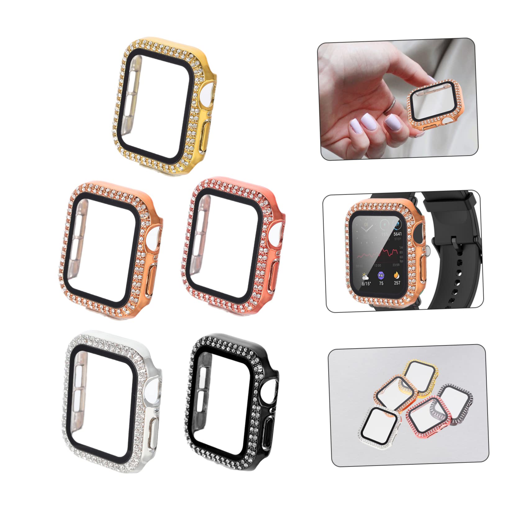 Mikikit 10stücke Teiliges Glitzer-gehäuse Für Smartwatch Mit Gehärtetem Schutzfilm Kompatibel Mit Rosé Roségold Robuster Schutz Installieren Voll Zugänglich Für Funktionen
